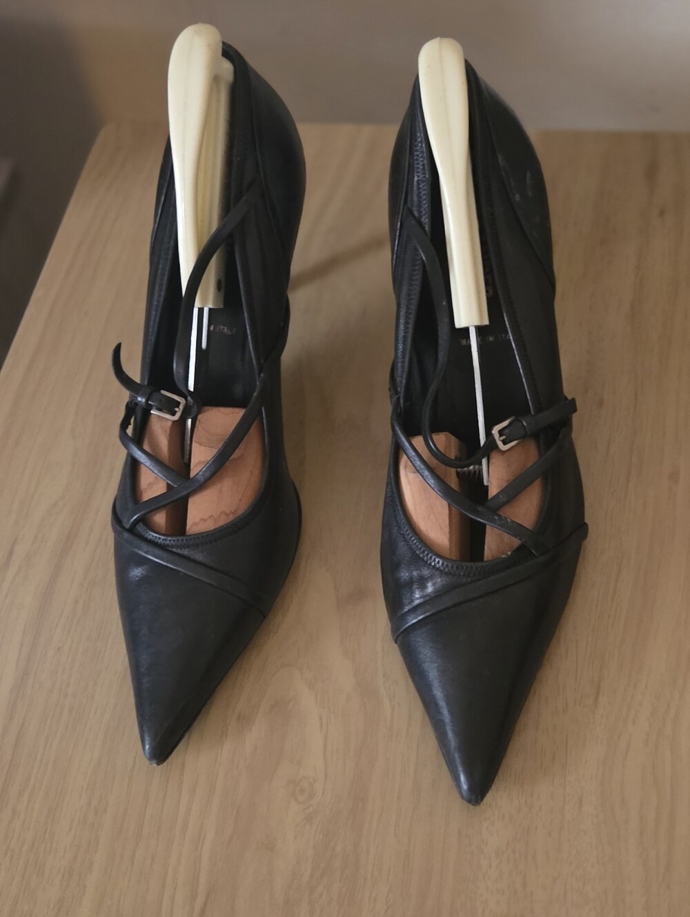 Jil Sander Black Leather Strappy Heels 39.5